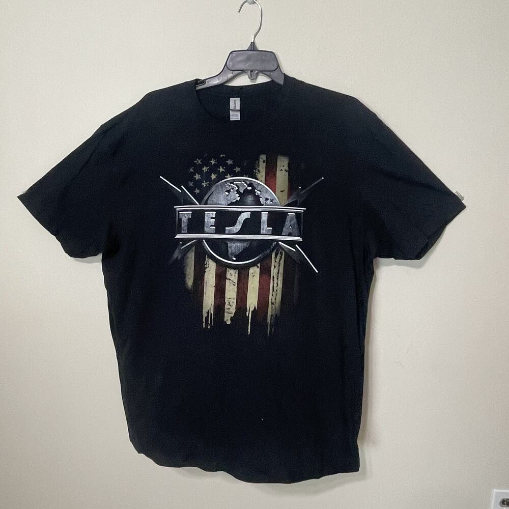 Gildan‎ Tesla 2021 Tour Let's Get Real Tee Graphic Band T-Shirt Black Unisex 3XL